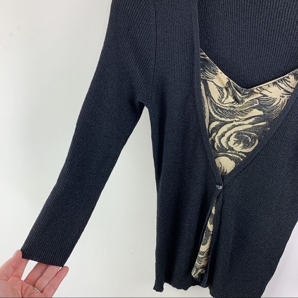 Faux Ribbed Cardigan Metallic Black August Silk - Picture 4 of 10